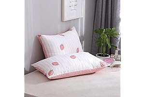 Kawaii Strawberry Print Pink Pillow Case Kid's Bedding Set