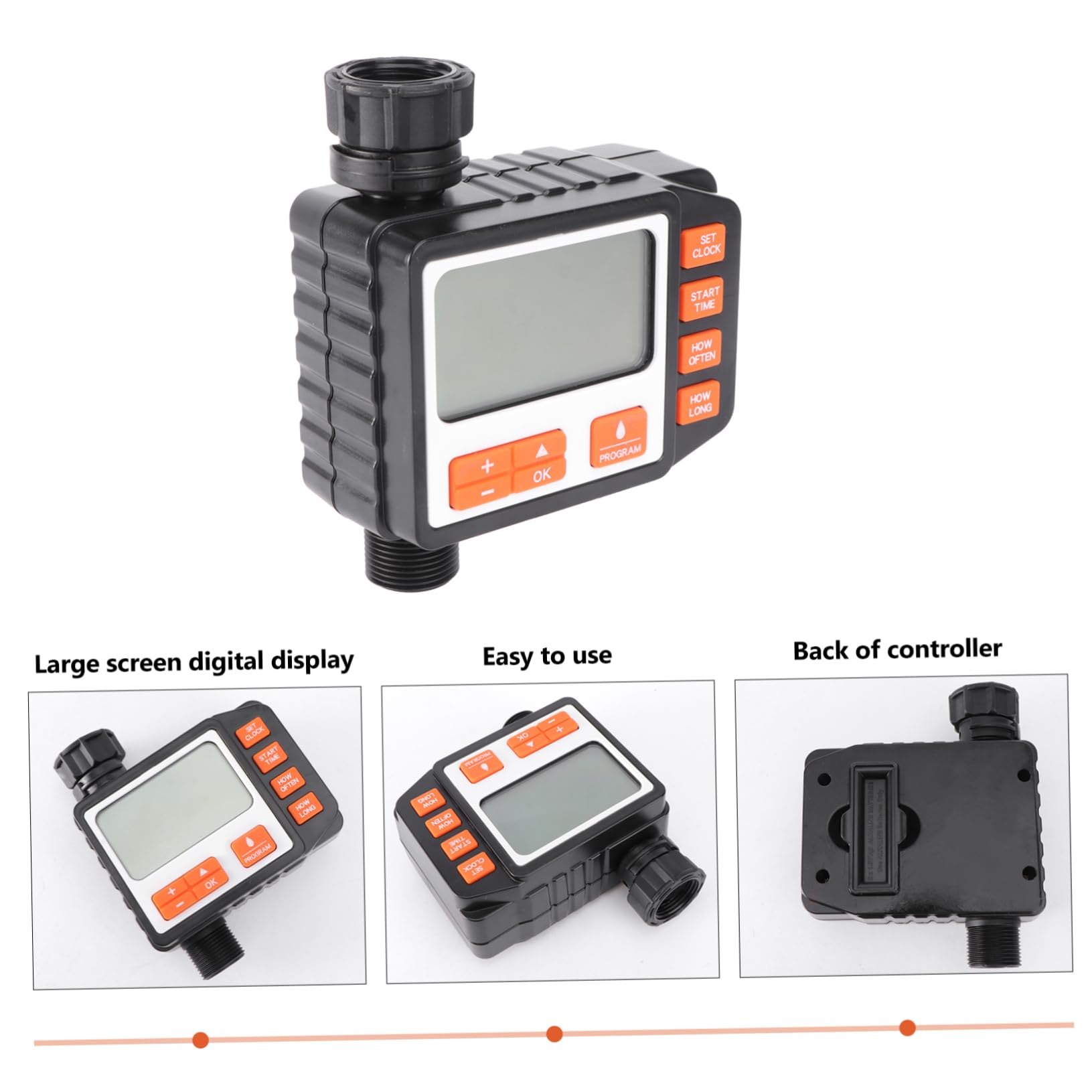 UPKOCH Timer Irrigazione Automatico con Display Ampio Programmatore per Irrigazione a Goccia e Sprinkler in Abs Nero