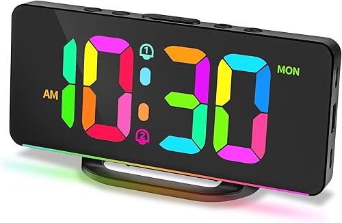 Miniatura 8 de Reloj despertador digital para dormitorios, pantalla grande, reloj despertador con luz nocturna para niños, adolescentes, niños y niñas, relojes