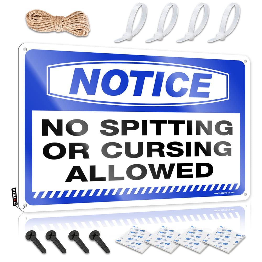 Fzfn Colour Funny Decor Sweet Decoration | Notice No Spitting Or Cursing Allowed Cute For Basement Living Room(30X40cm)