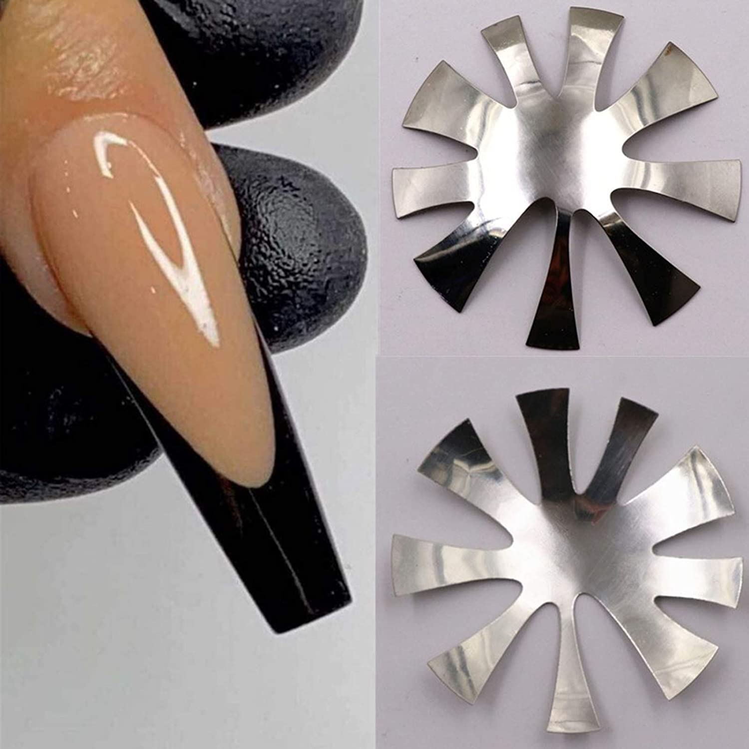 Generico French Manicure Template Nail Cutter Plate French Manicure Nail Art Making Modulo in Acciaio Inox Acrilico Clipper Plate per Le Donne ArgentoMolto Bello e Pratico.