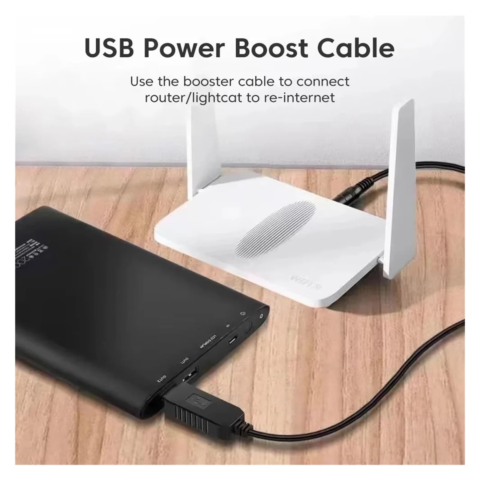 Adaptador USB DC Boost 5V-12V 8 cable de carga enrutador ventilador altavoz
