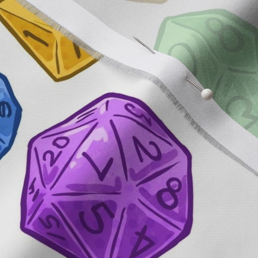 Spoonflower Fabric - Rainbow Dice White LGBT Geek Pride Nerd Game Abstract Printed on Organic Cotton Sateen Fabric by The Yard - Sewing Quilting Apparel Home Decor