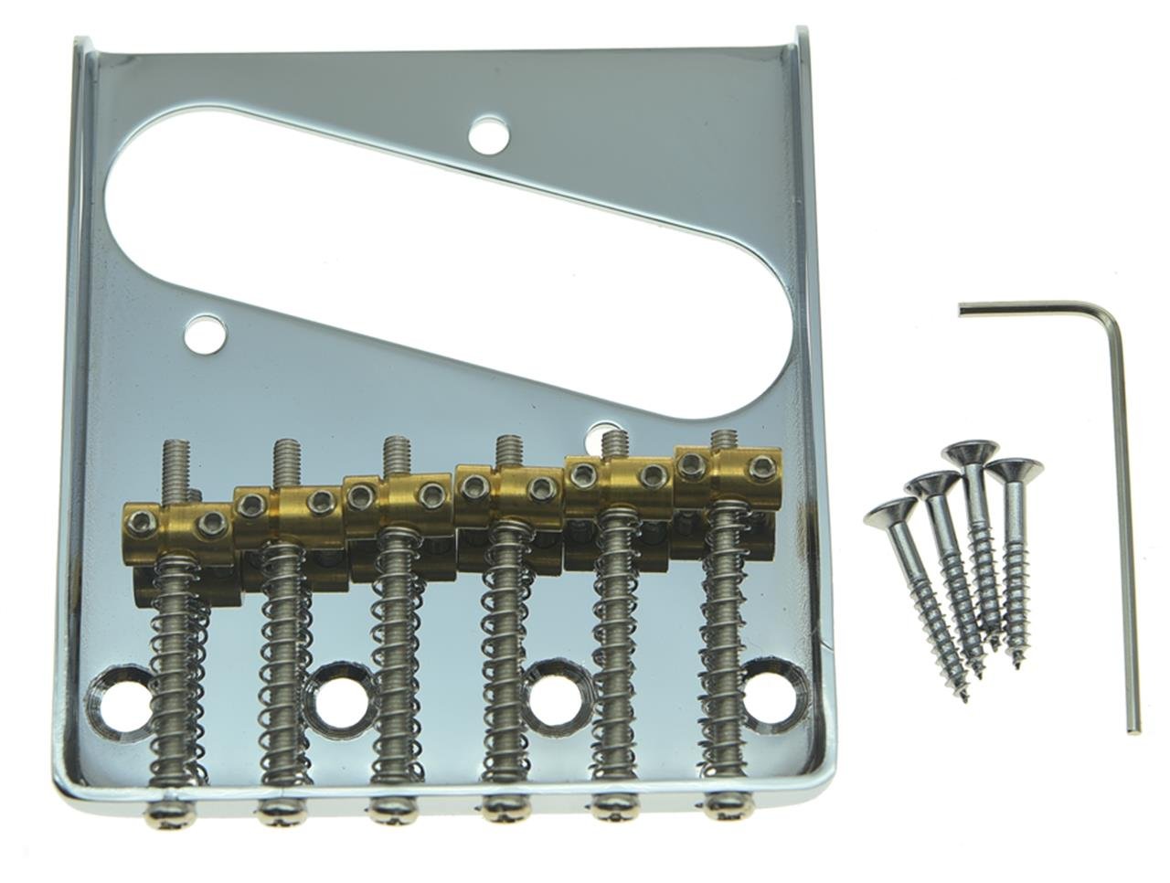 KAISH Chrome Vintage Tele Ashtray Style Electric Guitar Bridge with 6 Brass Saddles Fits TL Electric Guitar