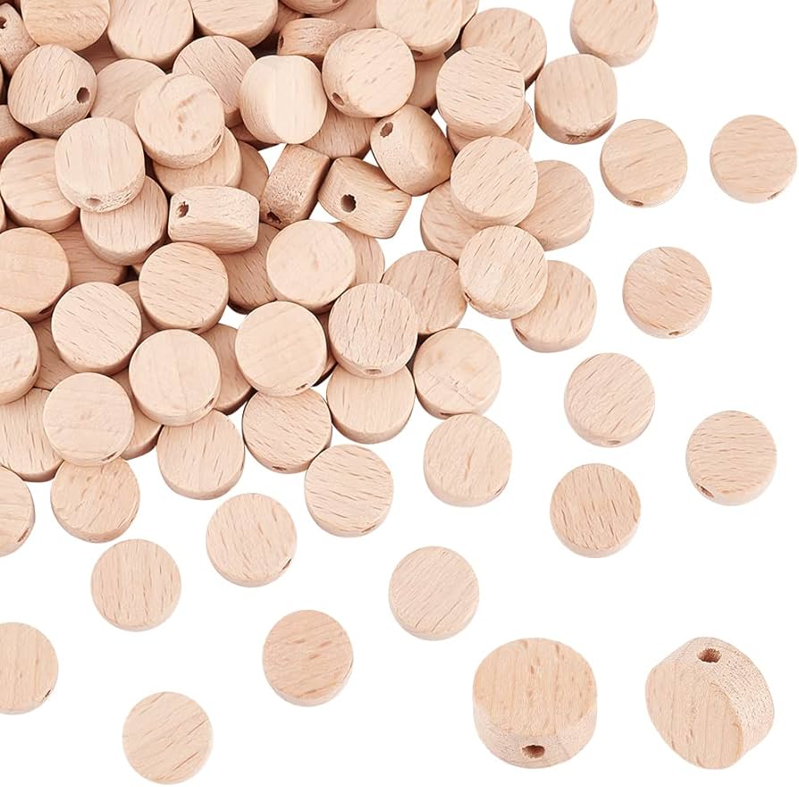 Amazon.com: PH PandaHall 100pcs Flat Round Wood Beads 14x7mm