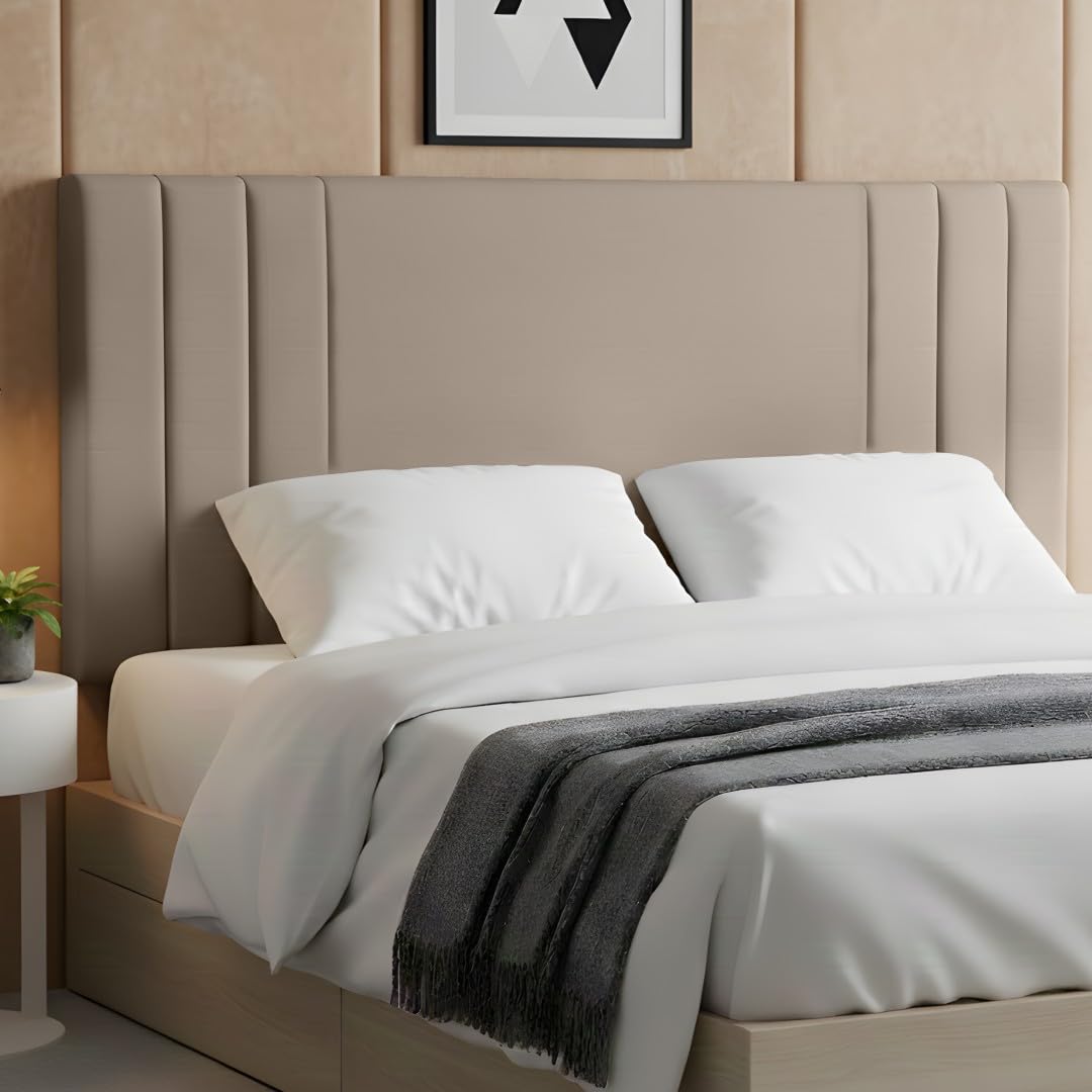 BEDELUNA Headboards for Bed – 24” Rio Plush Fabric Headboard - Elegant Divan Bed Thick Padding Bed Headboards, Luxury Bedroom & Hotel Furniture (Coffee Plush, 5FT King)