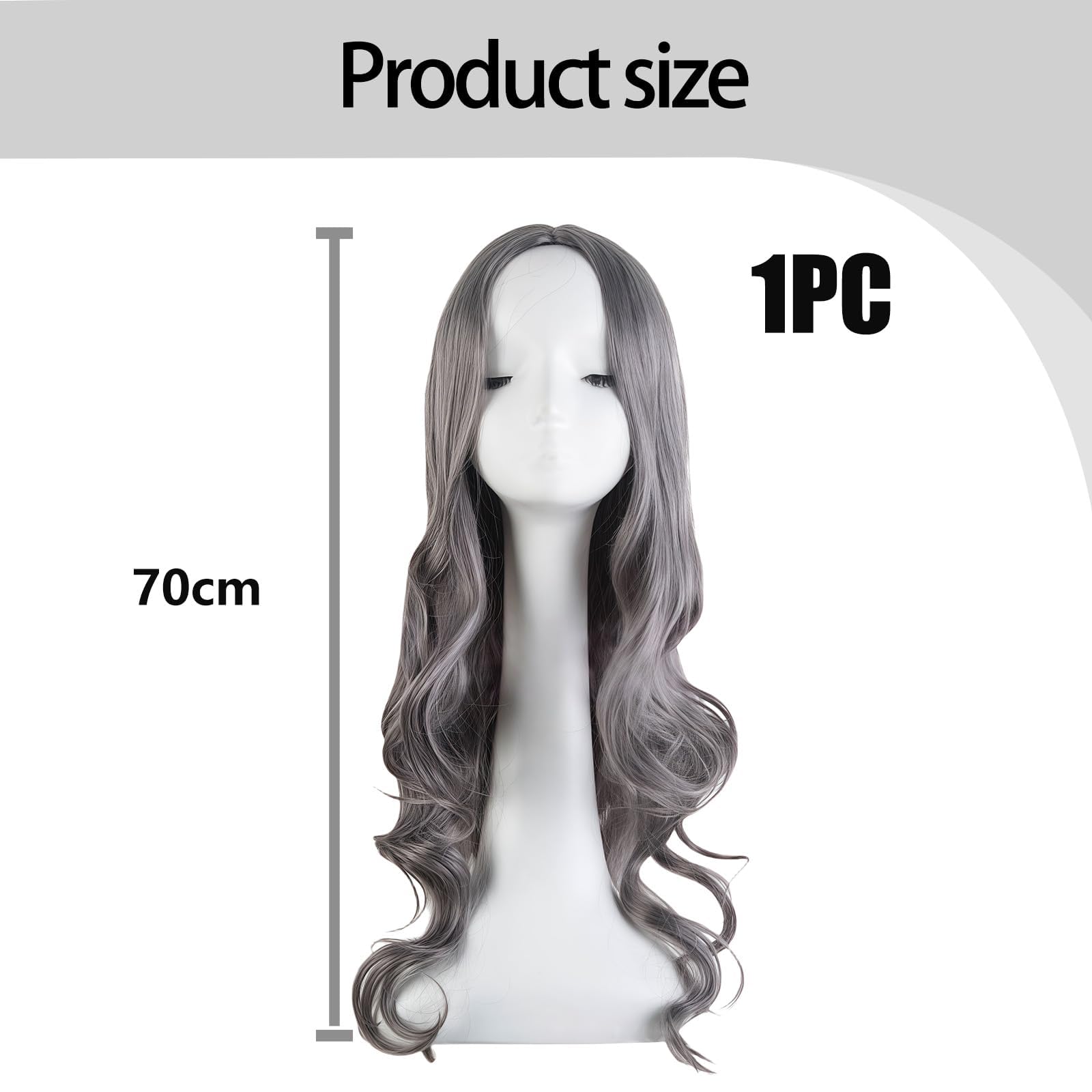 Long Grey Wigs for Women Grey Curly Wig, Headband Wig Womens Wigs - Image 2