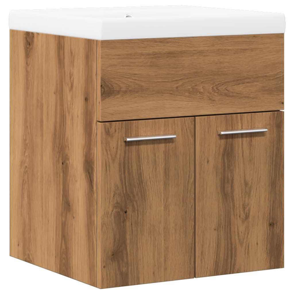 Set di 2 mobili da bagno in rovere Artisan con apertura per lavabo