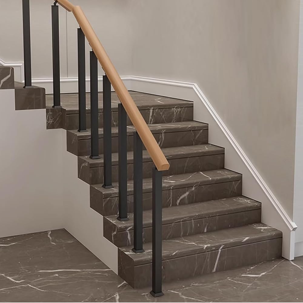 Adjustable Black Stair Baluster Posts - Indoor Stair Railing Kits, 270° Square Spindles for Deck & Steps, 95cm (37.4in) Handrail Solution for Modern Homes (95cm/37.4in)