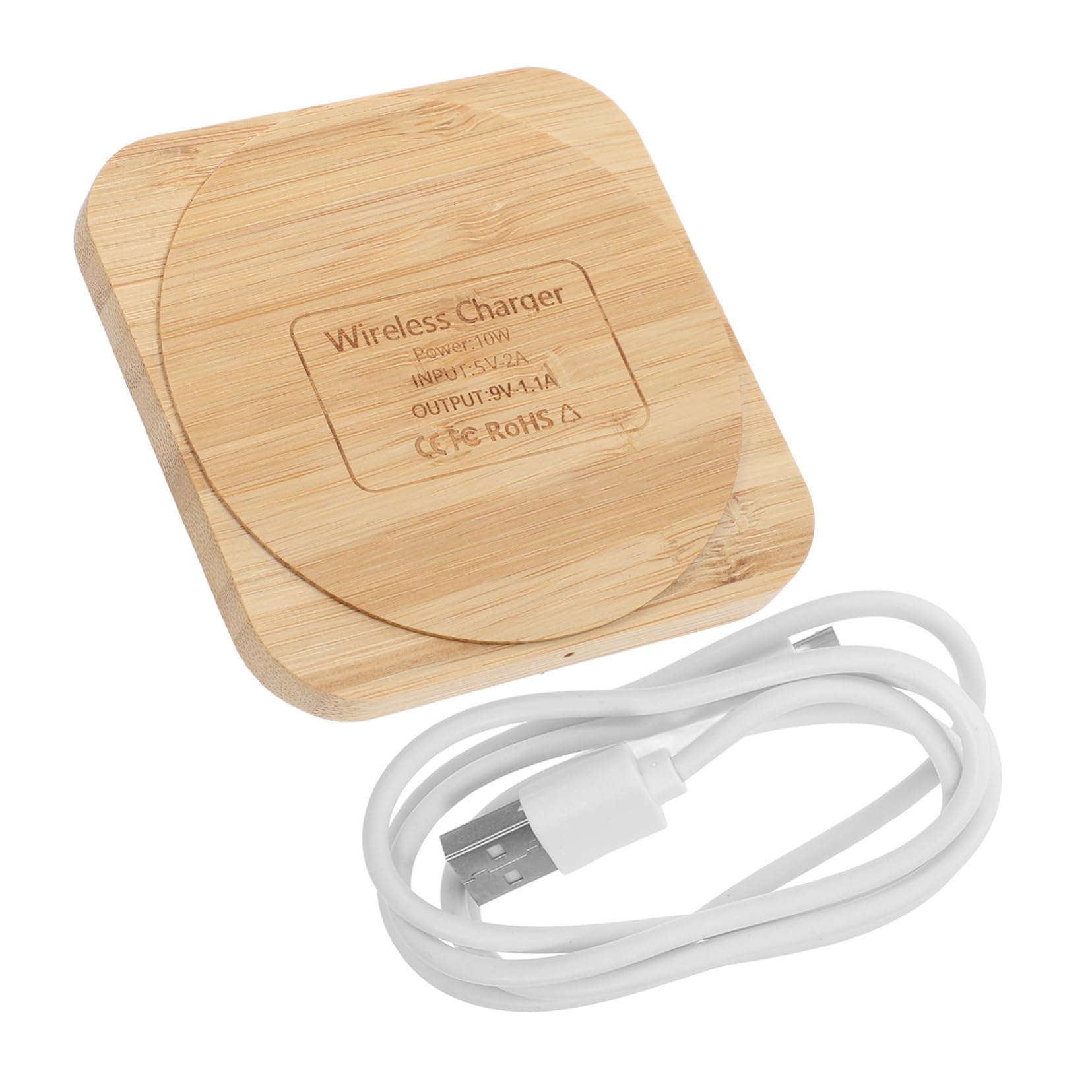 Cargador inalámbrico para evitar cables BUGUUYO portátil madera de 10w 8