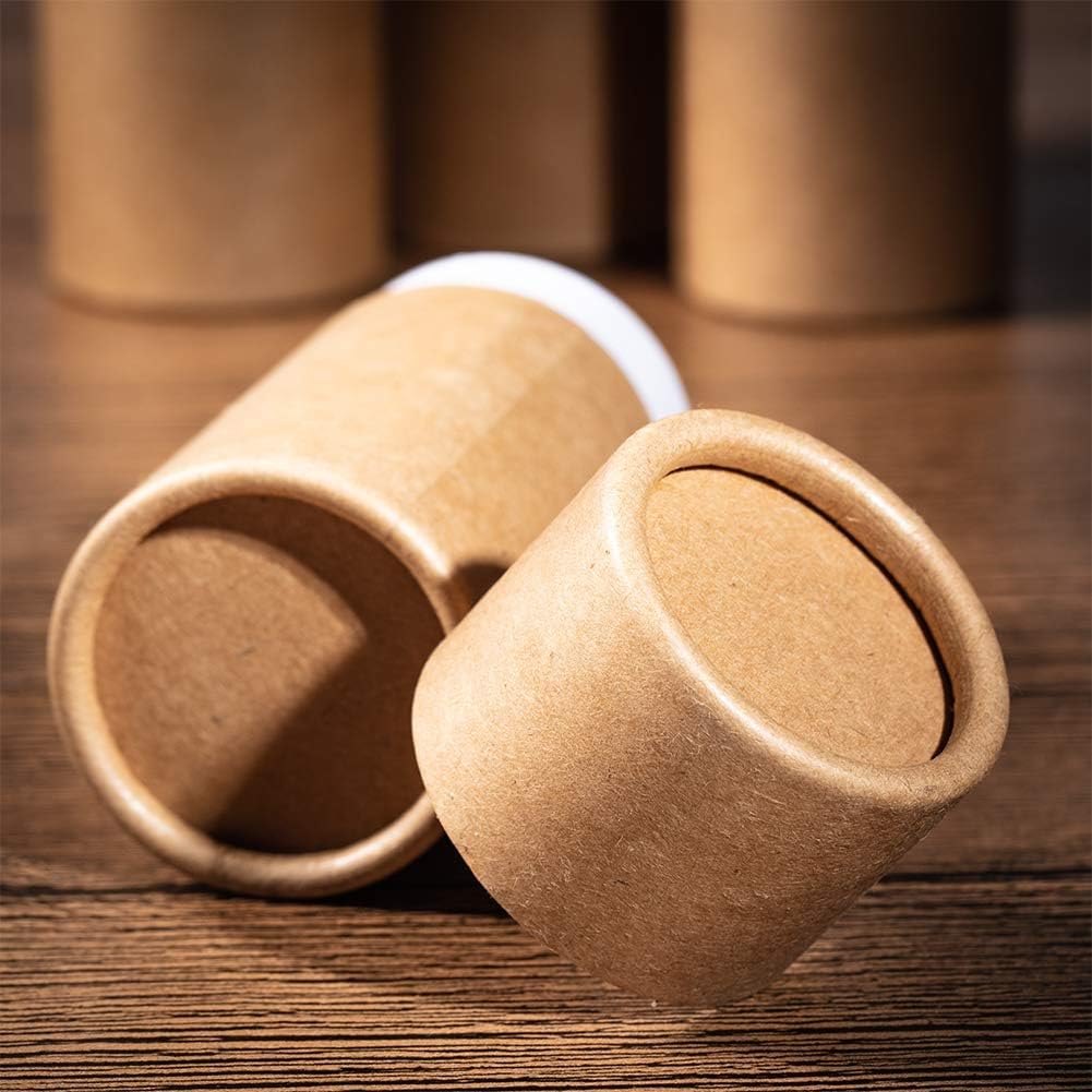 BENECREAT 12PCS 10ml BurlyWood Kraft Paperboard Tubes Round Cardboard Containers Lip Balm Tubes Cardboardfor Pencils Tea Caddy Coffee Cosmetic Crafts Christmas Festival Gift Packaging