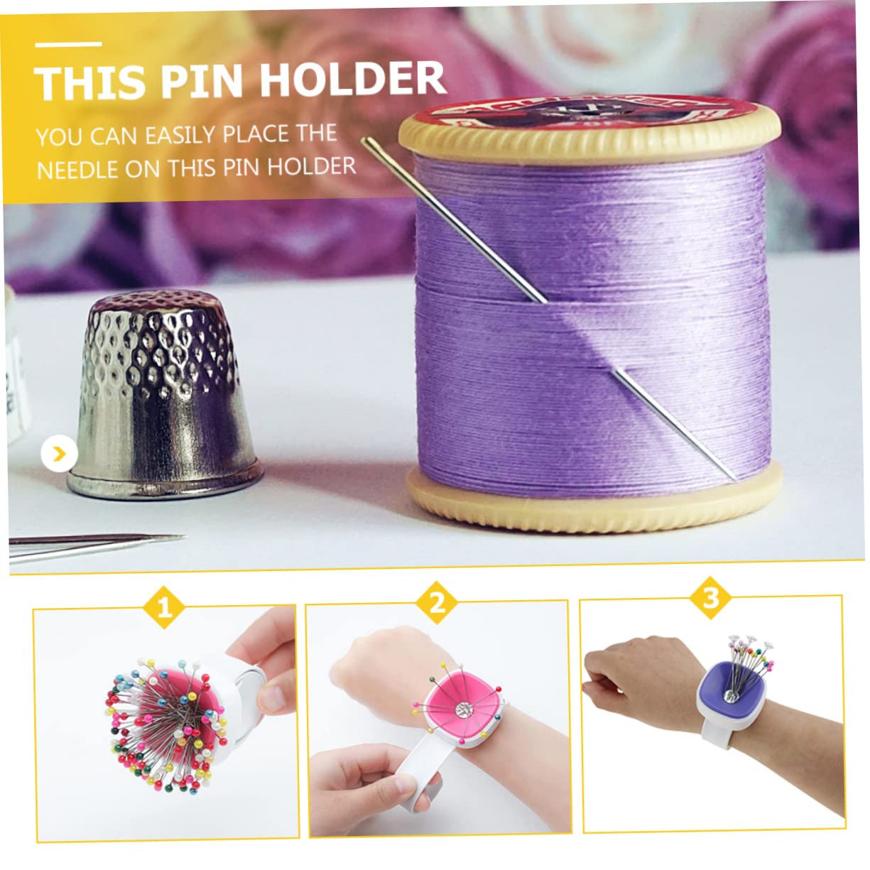 Artibetter 2 Sätze Handgelenk Magnetisches Nadelkissen Praktische Nadelbox Für Stickarbeiten Leichtes Und Komfortables Design Zufällige Farben Für Nähzubehör 3 Stück * 2