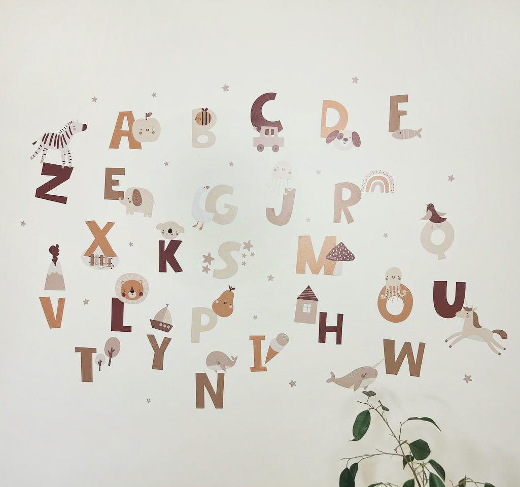 Alphabet Stickers Boho, ABC Wall Decals Kids, Nursery ABC Wall Décor miniatura 7