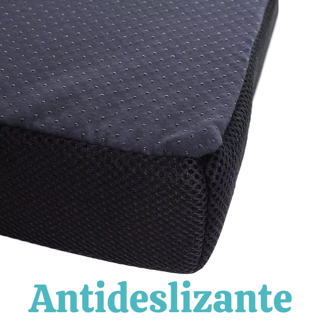 MAS Mobility Cojín Antiescaras 10CM Grosor 100% Viscoelástica para Silla de Ruedas, Silla y Sillón - Marca Española con Funda (Negro)