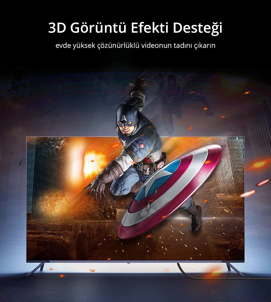 Ugreen UHD 4K Yüksek Hızlı Ethernet ve HDMI Kablosu, 10 Metre
