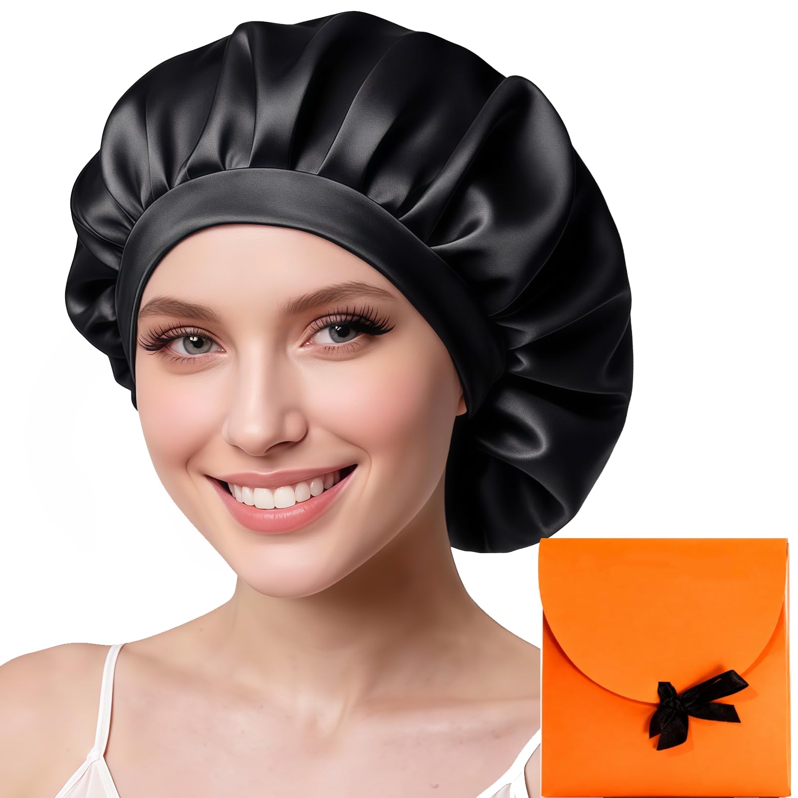 AquaAria 22 Momme 100% Maulbeerseide Schlafmütze Verstellbar, Seidenhaube zum Schlafen, Nacht Schlafhaube, Haare Schützen, für Hause und Reisen