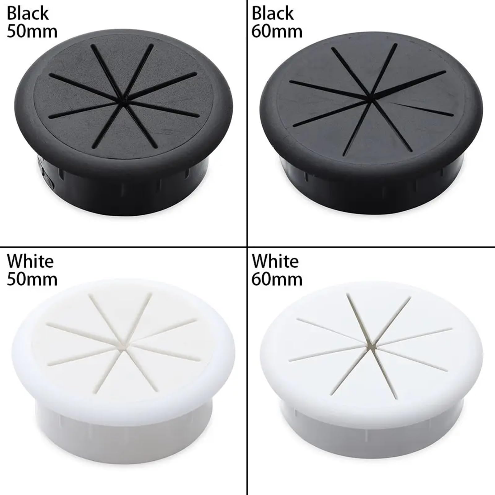Occhiello da scrivania, Occhiello per Cavo, 8PCS 50/60mm Passacavi for Cavi da scrivania Organizzatore di Cavi Copri Foro for Cavi for Cavi for mobili da Ufficio(White,50mm)