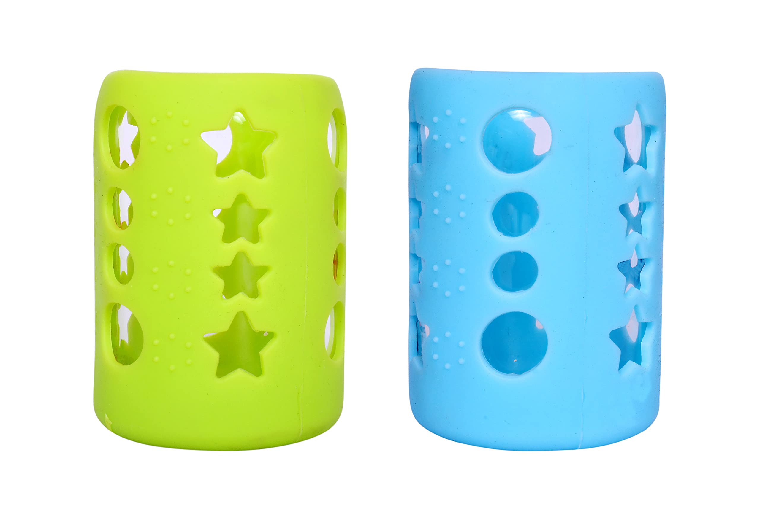 THE LITTLE LOOKERS Baby Feeding Bottle Silicone Warmer Cover/Sleeve Holder/Insulated Protection for Newborns/Infants/Babies (Pack of 2) (Green & Blue, 120ml)