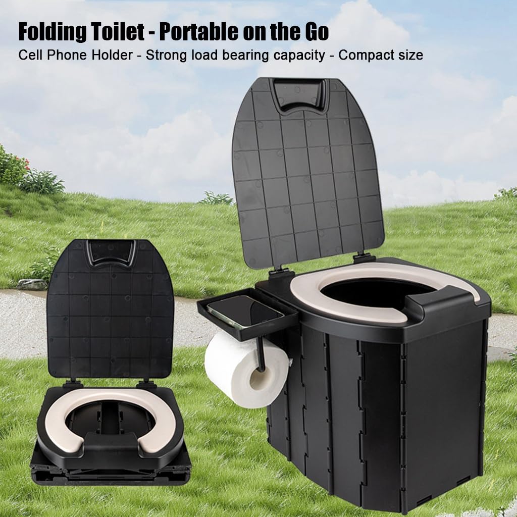 Upgrade WC Portatile per Il Campeggio, WC Pieghevole Portatile con Coperchio, WC WC Secchio dell'automobile WC Portatile per Gli Adulti, WC di Viaggio per Il Campeggio Escursionismo