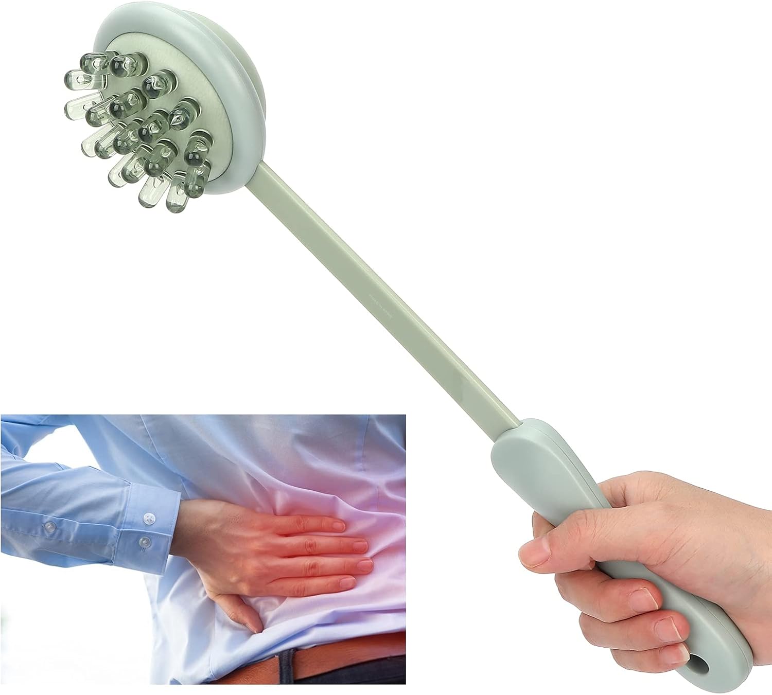 Dioche Manual Back Massagers, Long Handheld for Body Legs Arms Back Reduce Fatigue Pain Knock Scratcher for Home Office (Green)
