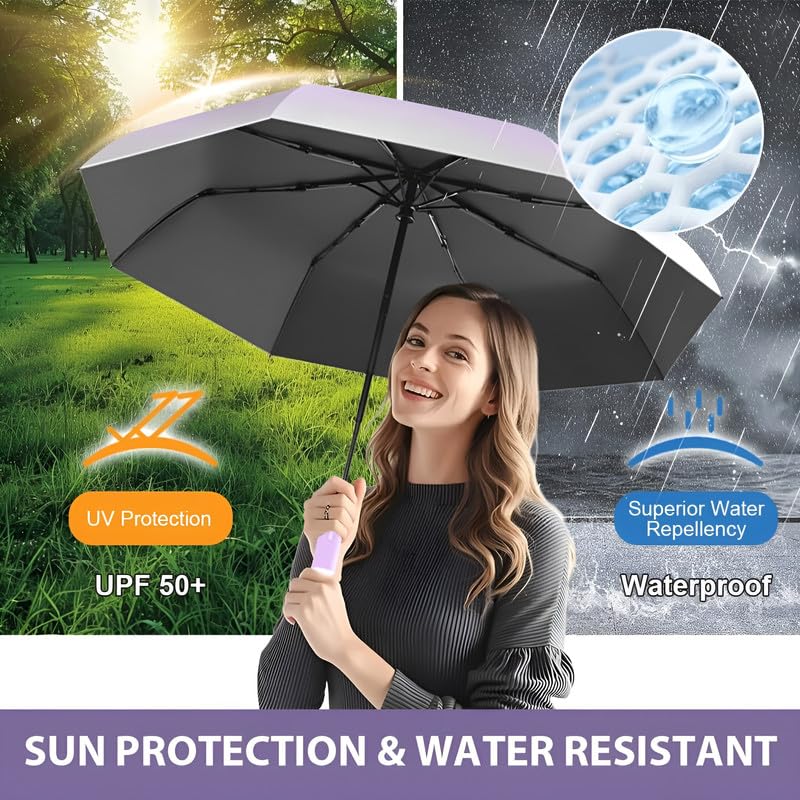 Image of Contacts Compact Folding Umbrella - Windproof Travel Umbrella with Automatic Open /Close, Waterproof, UV Protection, Portable Umbrella for Men, Women & Kids