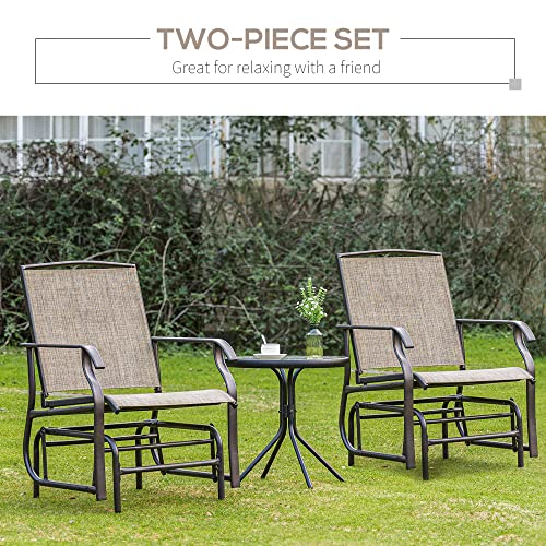 Outsunny 2 Piece Glider Set, Outdoor Swing Chairs, Patio Rocking Armchairs With Breathable Mesh Fabric, Steel Frame For Garden, Backyard, Patio, Dark, Brown/Khaki #TOP7