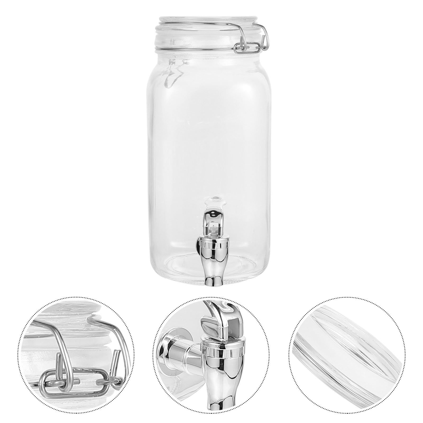 Dispensador de Bebidas con Grifo de Vidrio de 2l, Cómodo de Usar y Mantiene Frescura, Adecuado para Jugos y Bebidas Hogar