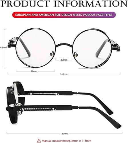 Miniatura 6 de AIEYEZO Round Steampunk Sunglasses for Men Women Retro Gothic Sun Glasses Round Metal Frame Ladies Shades