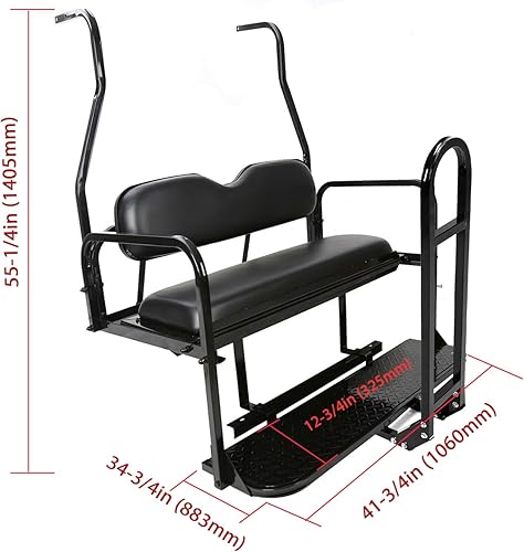 Miniatura 4 de ECOTRIC Asiento plegable trasero compatible con carrito de golf Club Car DS modelo 2000-2013 con barra de agarre adicional, capacidad de peso de 400