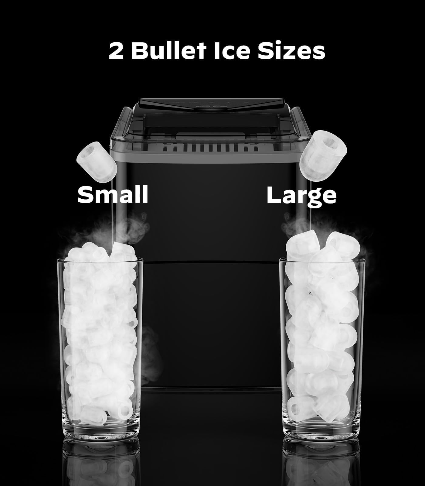 Silonn Smart Countertop Ice Maker - 9 Bullet Cubes In 6 Mins, 26 Lbs Per Day, Compact Wi-Fi Ice Maker Machine, 2 Ice Cube Sizes, Portable Ice Maker With Self-Cleaning For Kitchen/Office/RV on Fridge.com - View 6