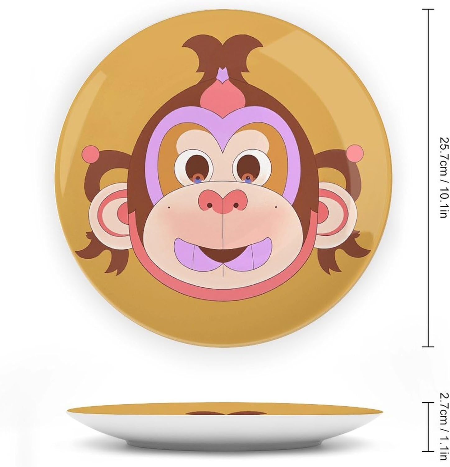 Monkey Motif Ceramic Decorative Plate for Home, Bone China Plates image 2