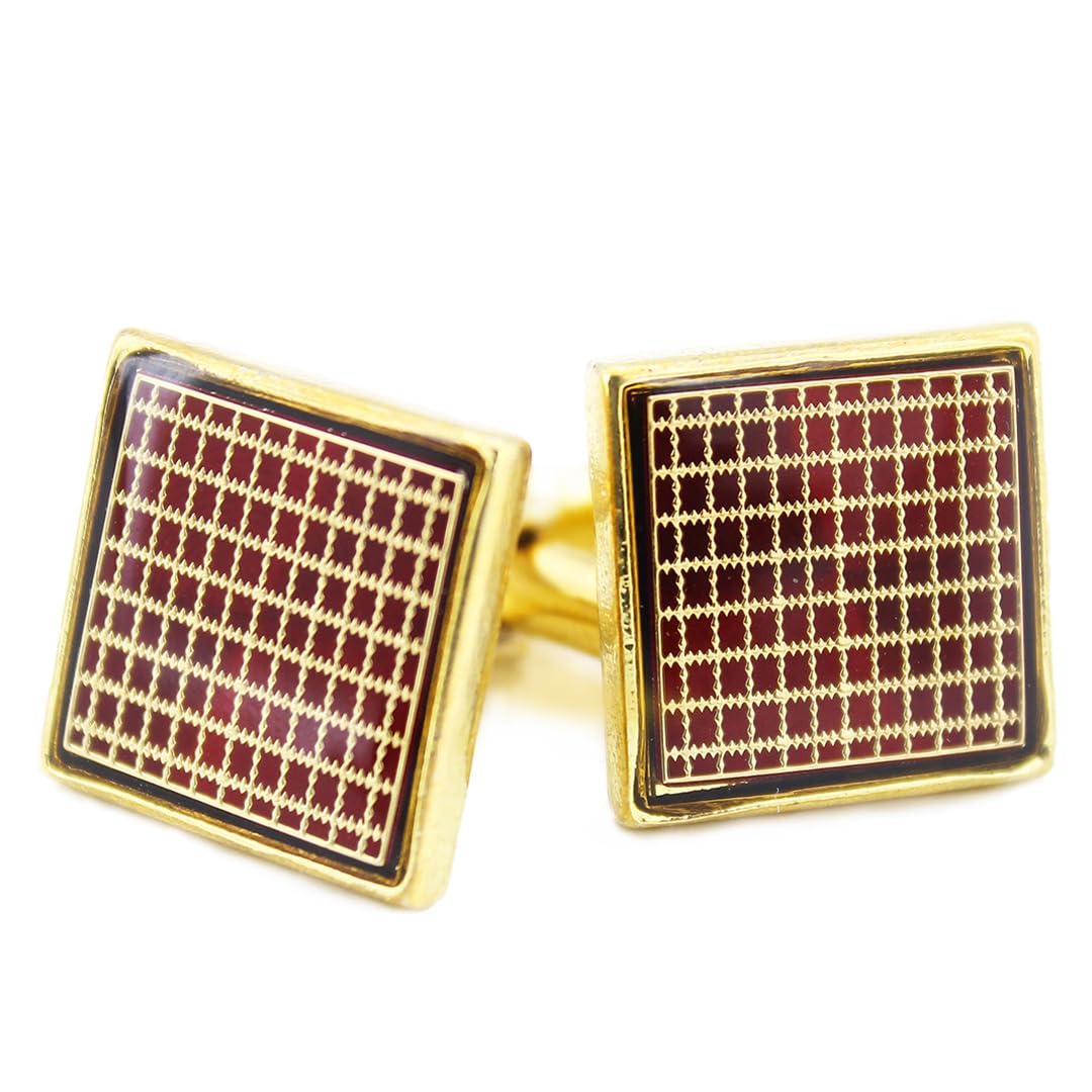 Kavove The Checkered Maroon & Golden Cufflinks For Men (B0CQG6N5XL) Amazon Price History, Amazon Price Tracker