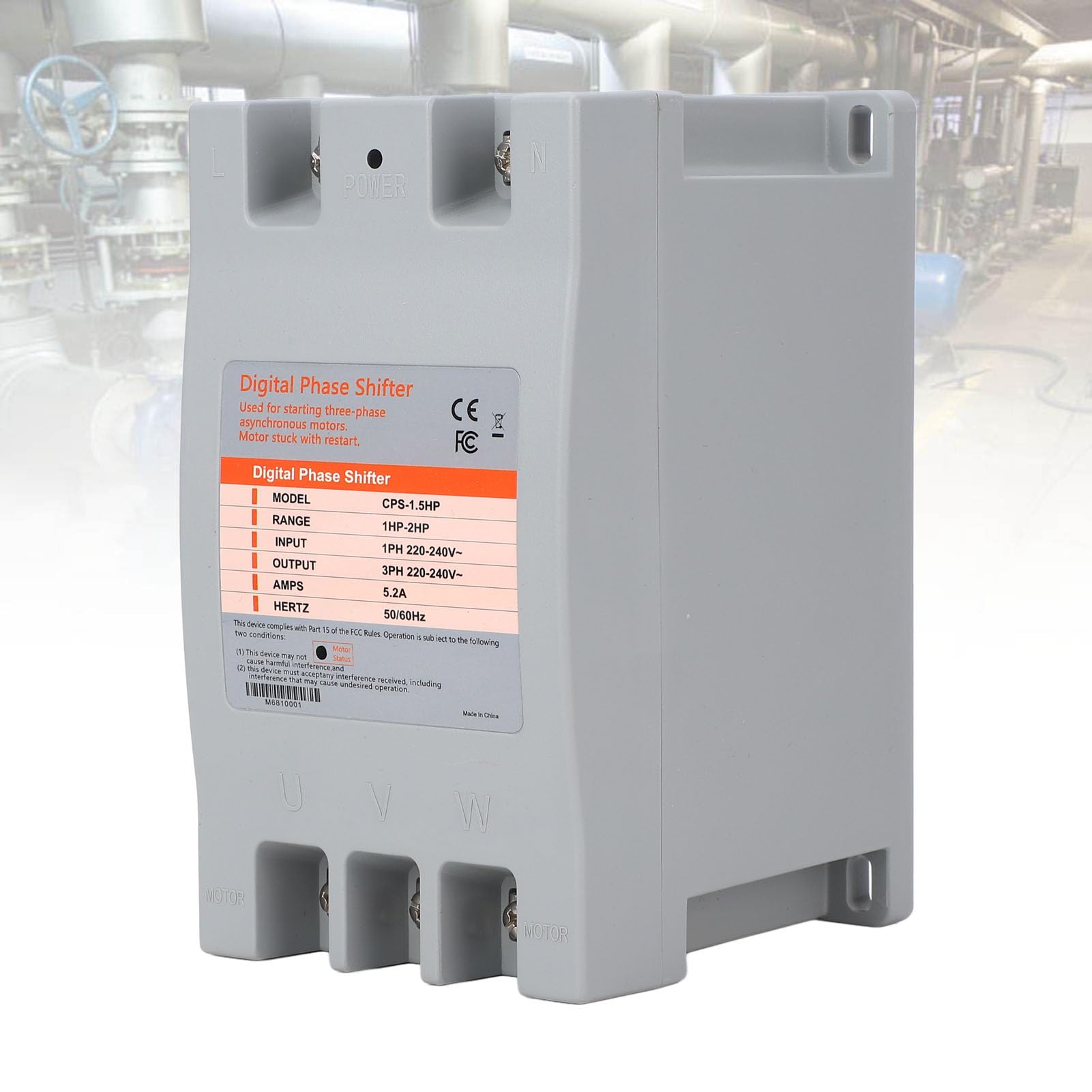Convertidor de de Fase Digital Preciso Industrial para Maquinaria, Convertidor Monofásico a Trifásico para Motores de Alta Potencia, Material AB Positivo