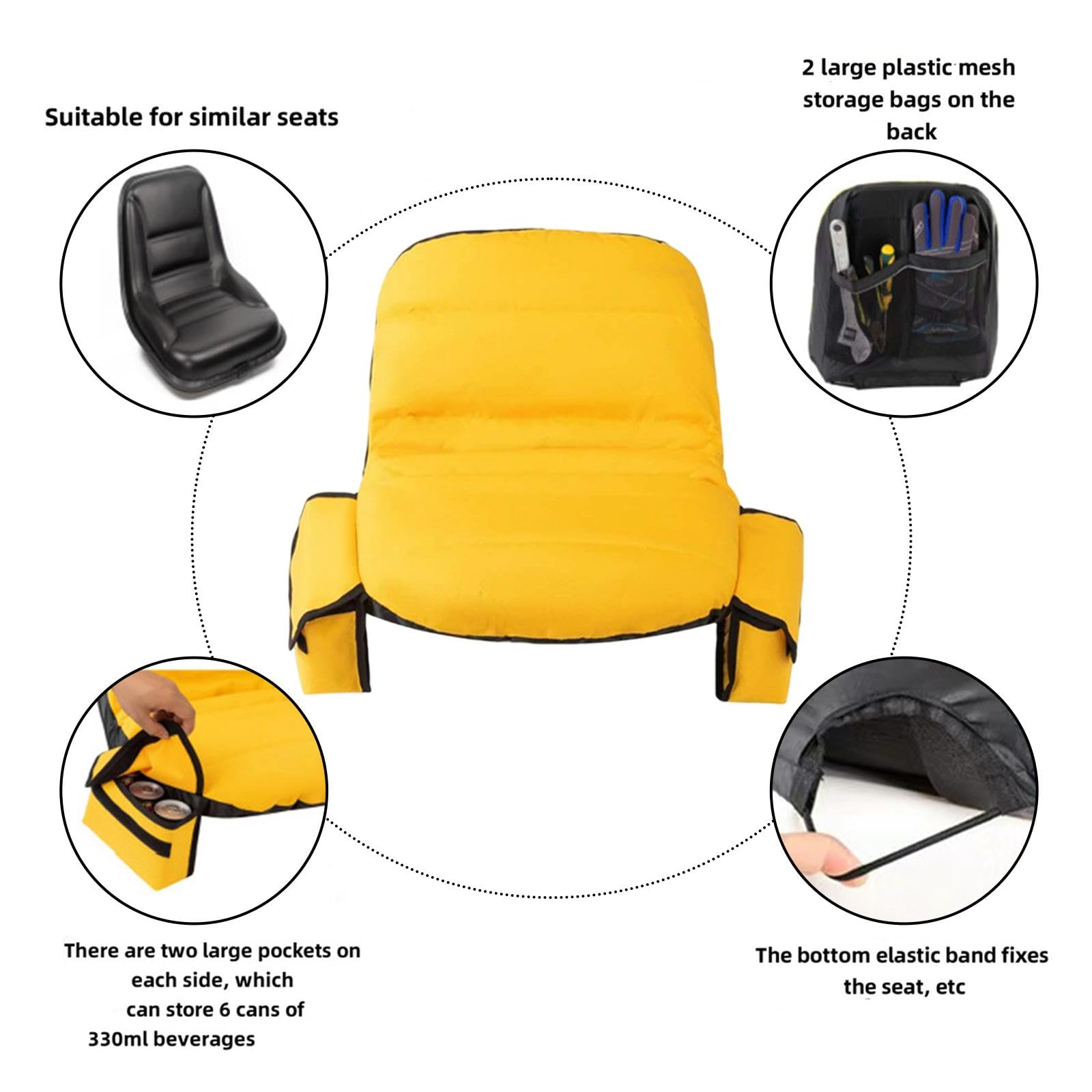 Funda de Asiento para Cortacésped, Accesorios de Repuesto Antideslizantes, Funda Protectora Cómoda de Calidad para Jardín Y Patio, Naranja