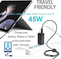 Vista 3 de MOCOST Microsoft Surface Connect a USB-C PD 15 V Cable de carga compatible con Microsoft Surface Pro Series, Surface Book Series, Surface Laptop