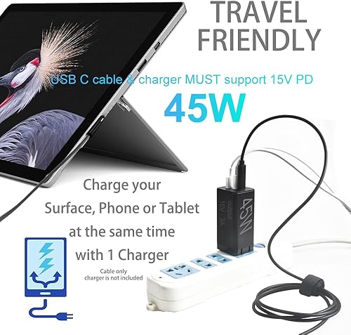 Miniatura 3 de MOCOST Microsoft Surface Connect a USB-C PD 15 V Cable de carga compatible con Microsoft Surface Pro Series, Surface Book Series, Surface Laptop