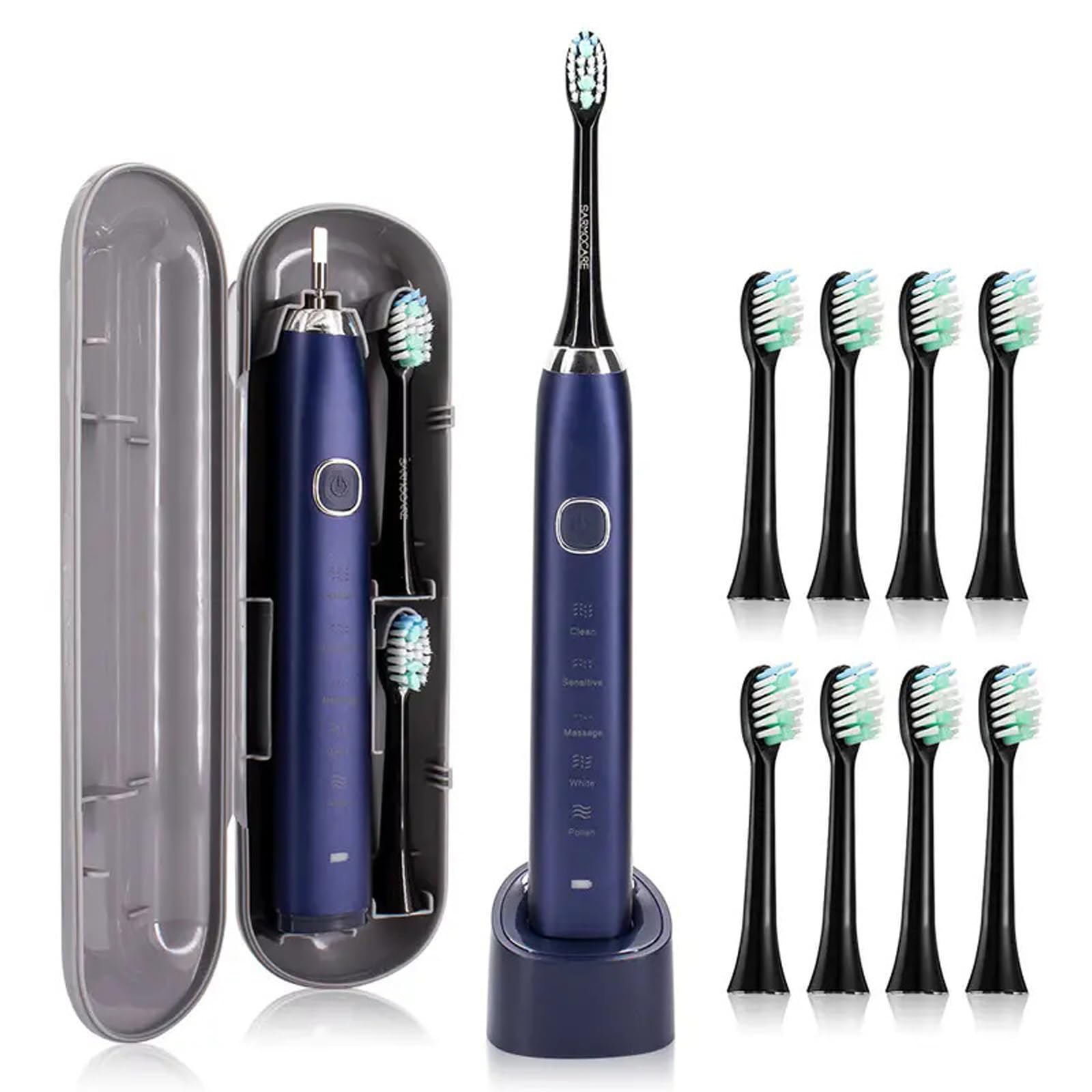 Cepillo De Dientes Eléctrico Osmo Maxclean 2.0 for Adultos Con 8 Cabezales, 5 Modos Limpieza, 42 000 Ciclos/Min, Resistencia Al Agua Ipx7, Temporizador 2 Minutos Y Recordatorio 30 Segundos(BLUE)