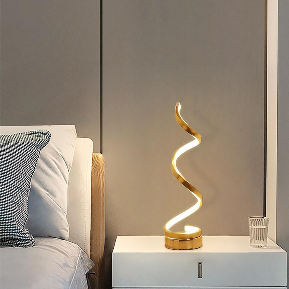Lampada Da Tavolo Moderna A Spirale, Lampada Da Tavolo A LED Con Opzioni In 3 Colori Lampada Da Tavolo Alimentata Tramite Lampada Da Comodino 90411294