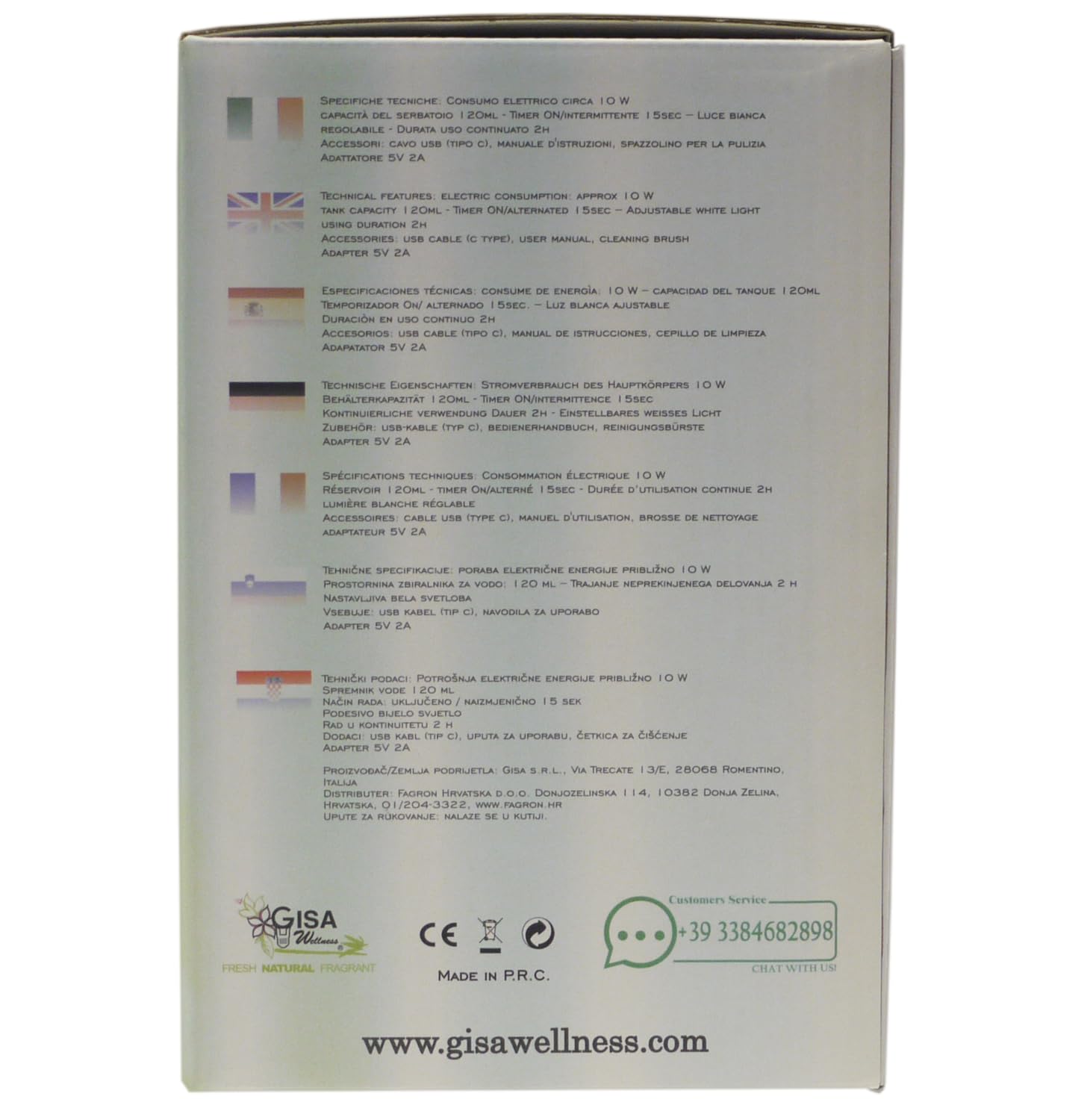 Gisa Wellness Lucciola diffusore oli essenziali batteria ricaricabile usb e Sinergia Cometa puri per purificazione e vitalità portatile senza fili, da auto e ufficio