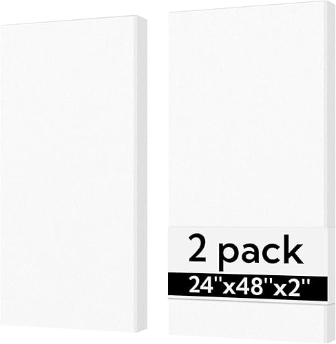 Olanglab Paneles de pared acústicos absorbentes de sonido, paquete de 2 paneles de amortiguación de sonido de fibra de vidrio de 2 pulgadas, 24 x 48
