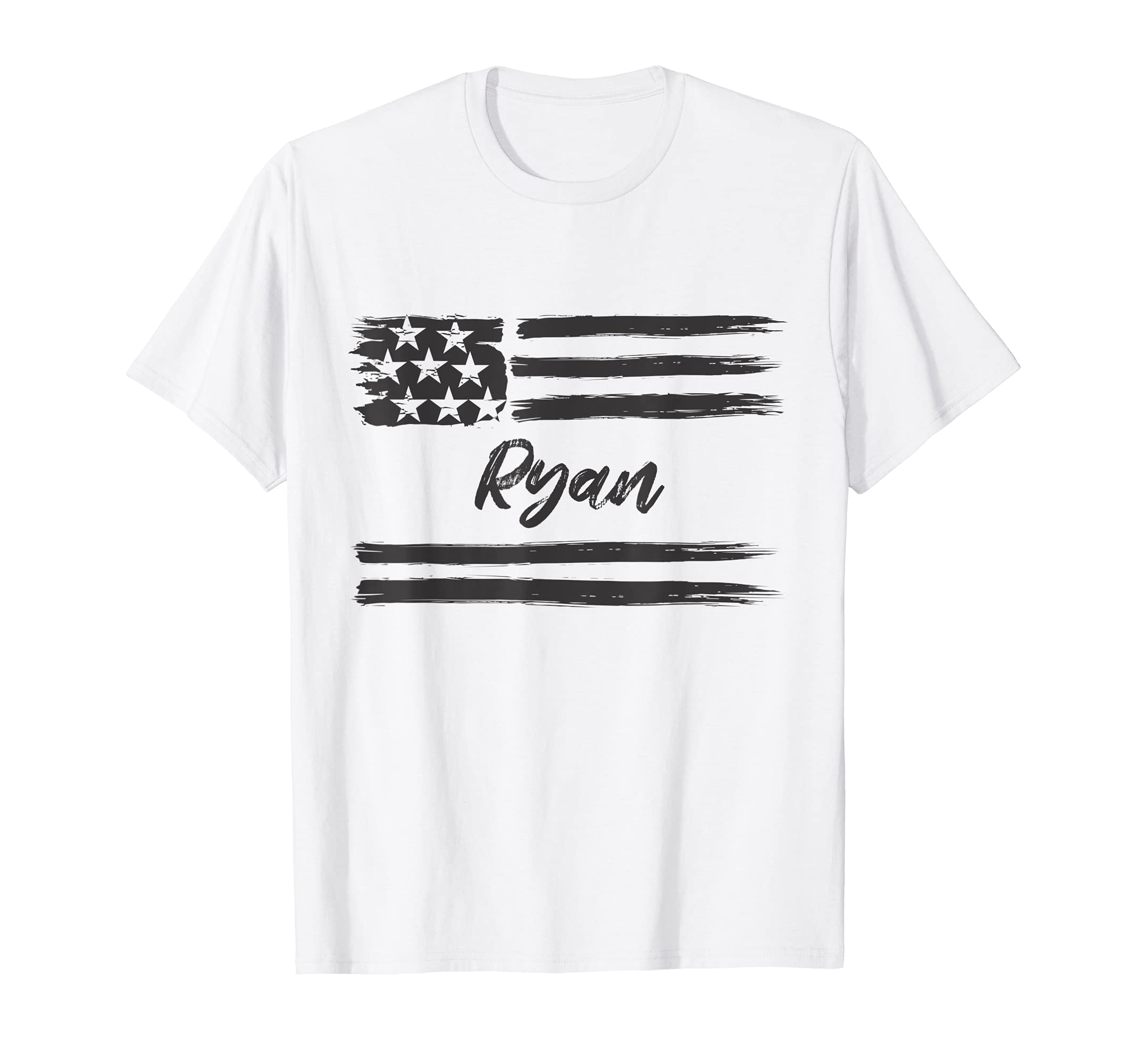 Ryan - Personalized Name, Stars and Stripes, USA Flag T-Shirt, White