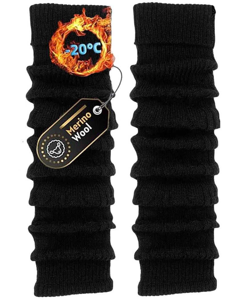 TODO Warm Wool Women's Leg Warmers - Soft, Flexible keep Heat in Winter (Black)