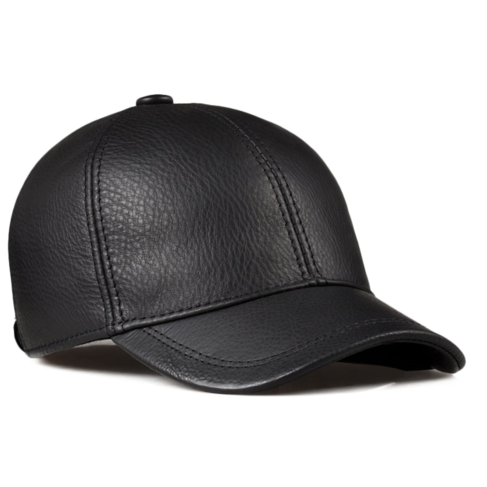 DongBao Gorra de Béisbol para Hombre Ajustable Sombrero de Cuero Otoño Invierno Sombrero Al Aire Libre