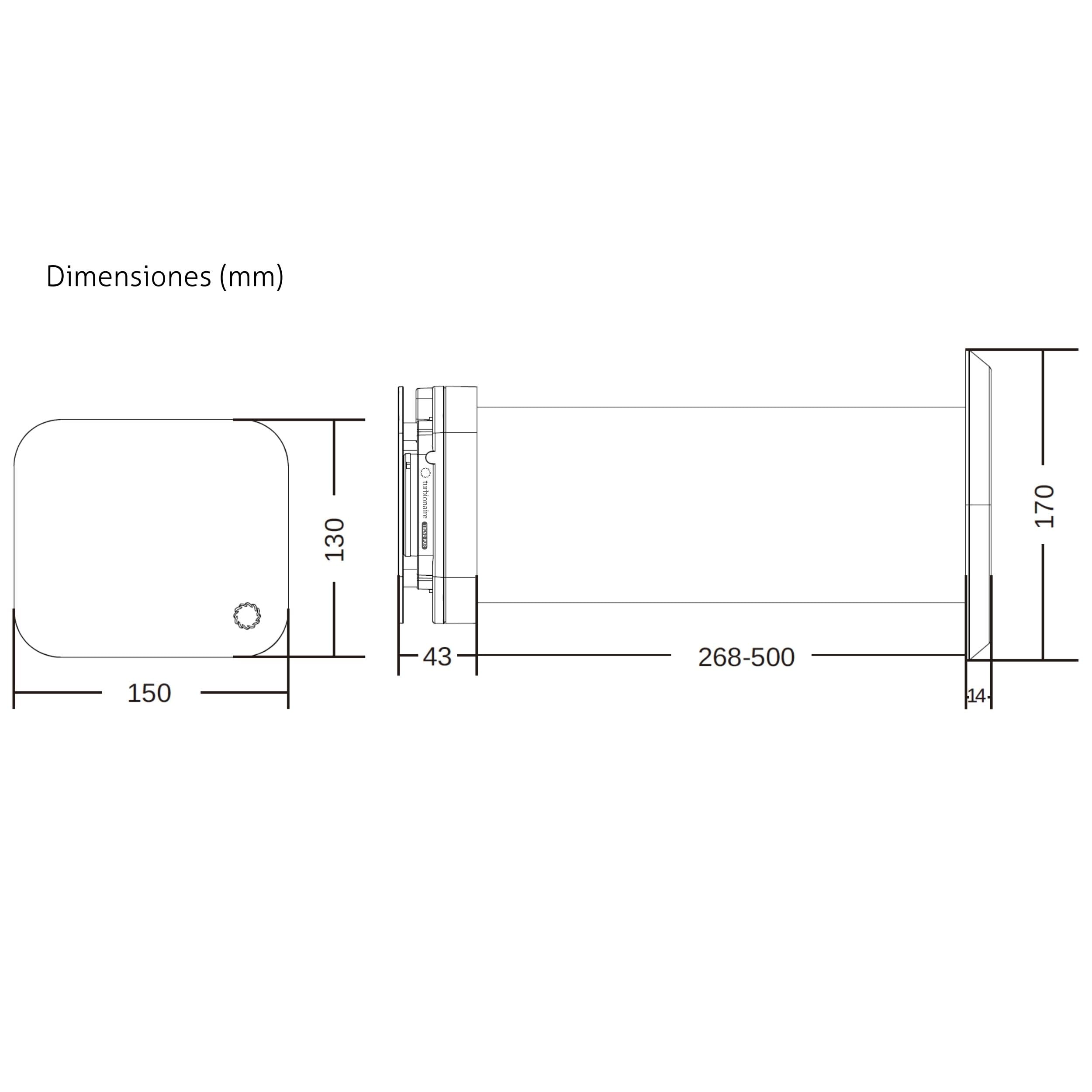 Turbionaire TREND PUR Unidad Exterior de Extracción y Purificación de Aire Para Ventilación Continua, Filtro HEPA, Carbonoi,Filtro de Polvo, Remoto,6 velocidades+boost,100 mm,Garantía de 3 años