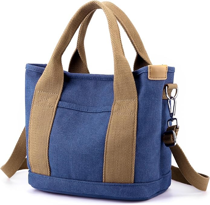 Image of Canvas Tote Bag for Women,Small Totes Bags with Zipper Crossbody Purse with Pockets Large Shoulder Handbag,2 Sizes