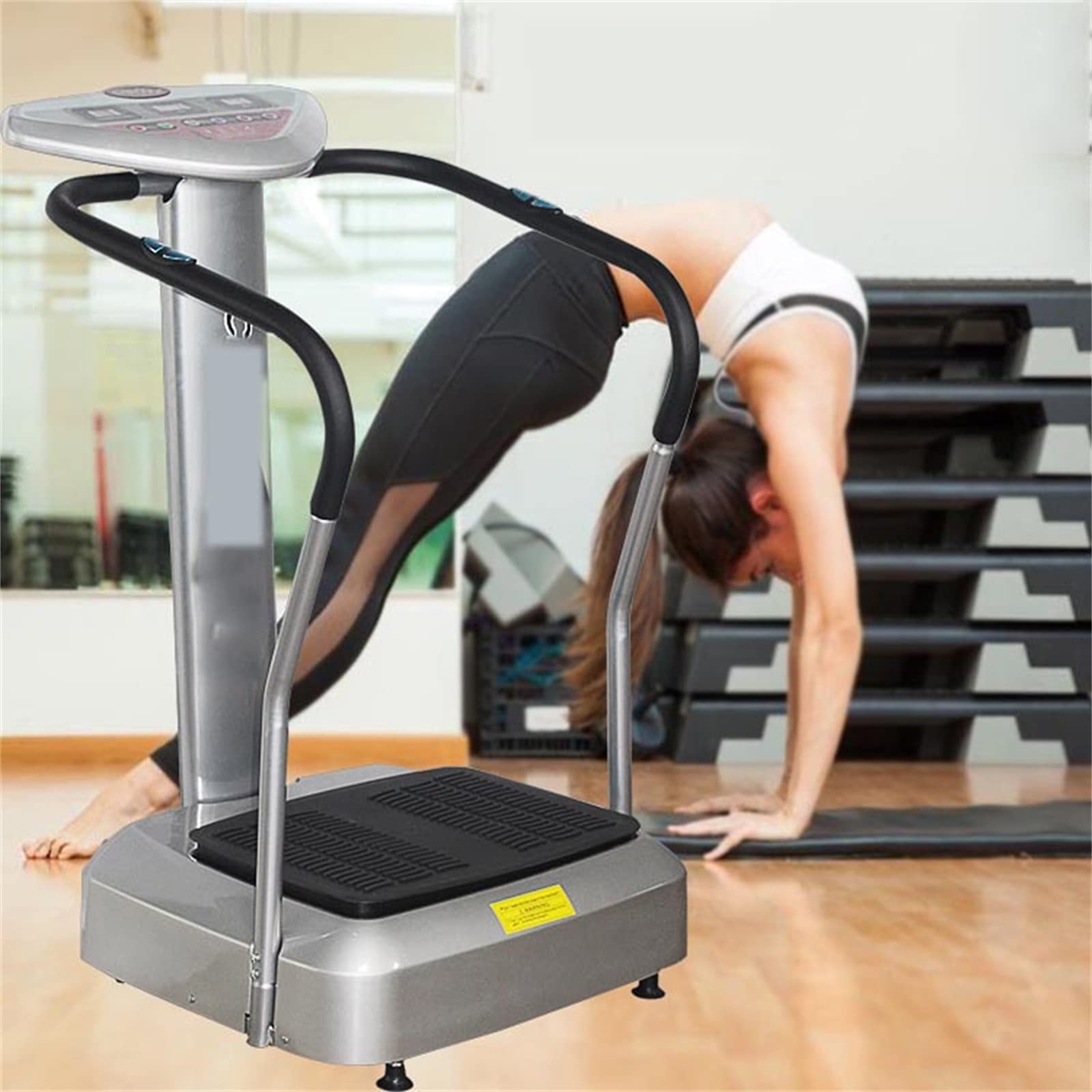 Vibration Plate - Home Gym Fitness Vibration Plate 99 Intensity Levels Home Workout Resistance Bands with Handle Added