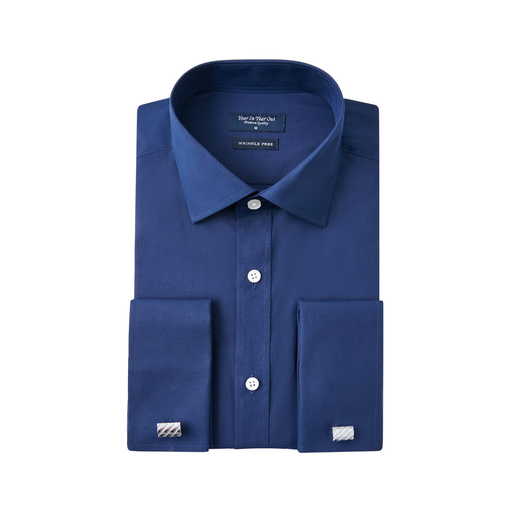 Year In Year Out French Cuff Wrinkle Free Dress Shirt for Men Regular Fit Long Sleeve Wrinkle Resistant Shirt