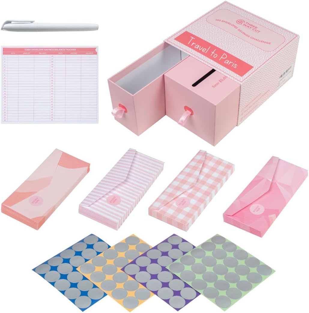 100 Envelopes Money Saving Challenge Kit, Save 5050