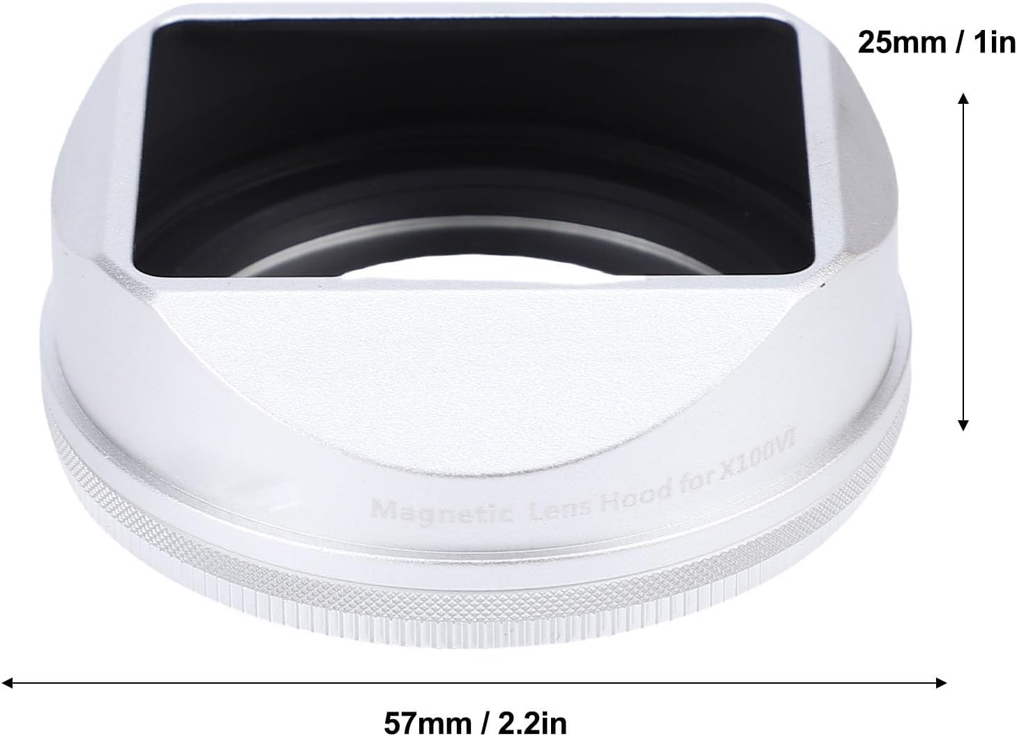 LICAEVEY Square Metal Lens Hood for X100VI & X E5, Magnetic Mount Aluminum Alloy Retro Shade with Anti Glare Matte Interior for Superior Image Quality (Silver)