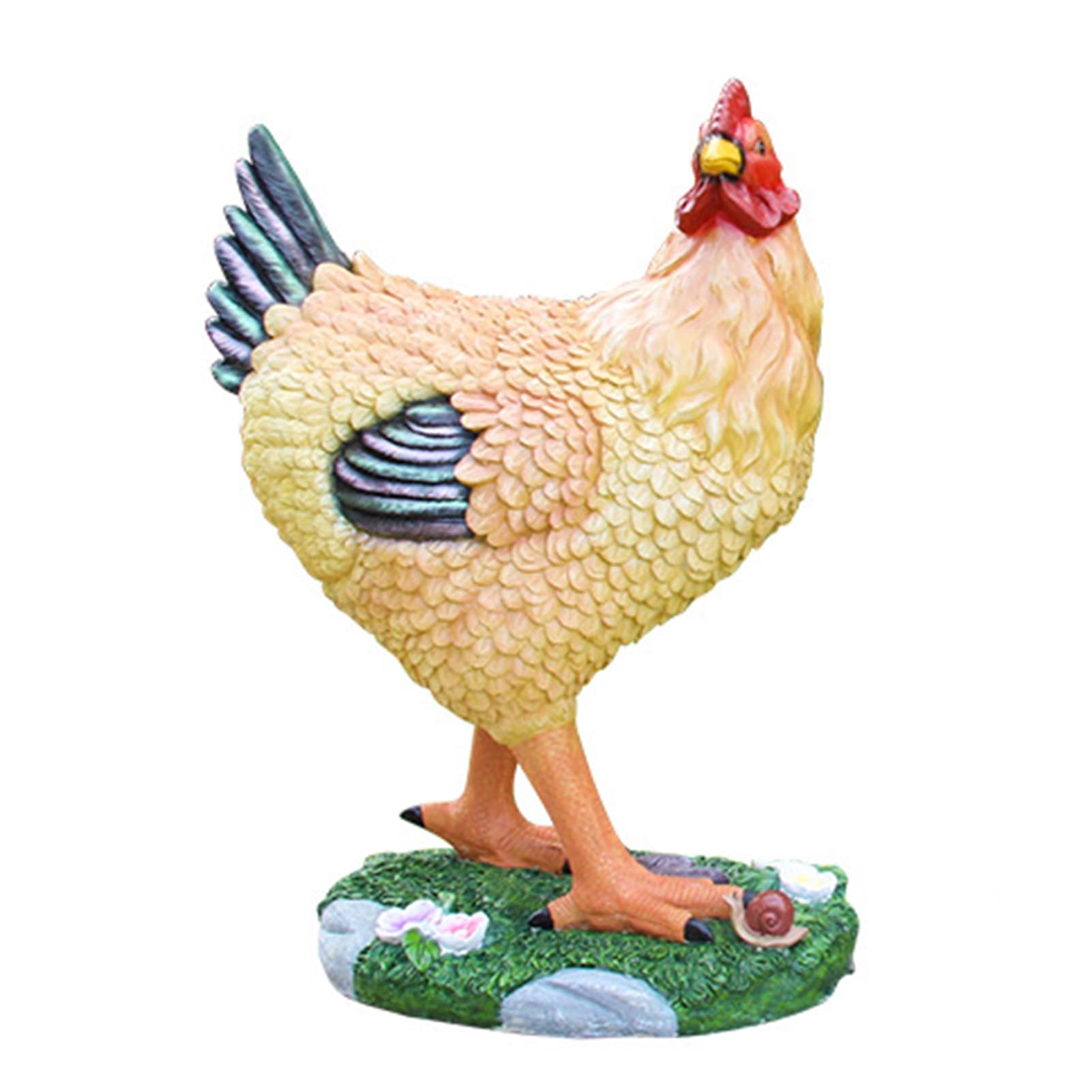 YXCQHZM Chicken Statue Roosters or Hens Resin Sculpture with Base Farm Animal Collectible Figurine Decorative (Hens)